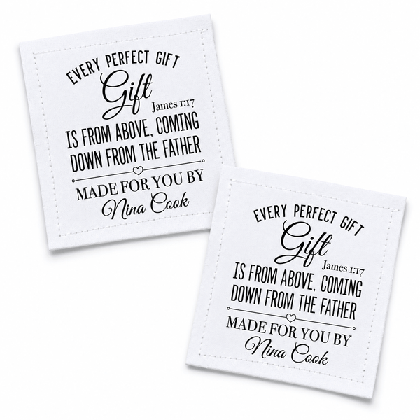 James 1:17 Quilt Label – Every Perfect Gift Is From Above Personalized Scripture Quilt Tag - Jammin Threads