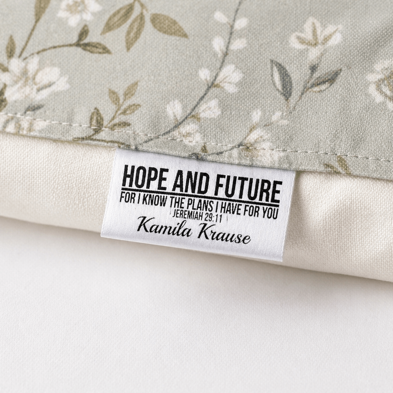 Jeremiah 29:11 Quilt Label – Hope & Future Satin Tag | Personalized Sew - In Label with Name | Christian Quilt Tag - Jammin Threads
