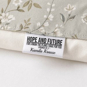 Jeremiah 29:11 Quilt Label – Hope & Future Satin Tag | Personalized Sew - In Label with Name | Christian Quilt Tag - Jammin Threads
