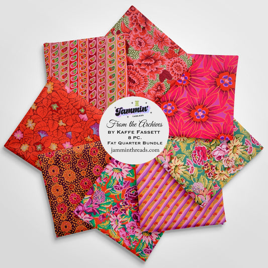 Kaffe Fassett Fat Quarter Bundle – 8 Piece Bundle – FreeSpirit Fabrics – Bright Floral & Geometric Quilt Fabric – Curated by Jammin’ Threads - Jammin Threads