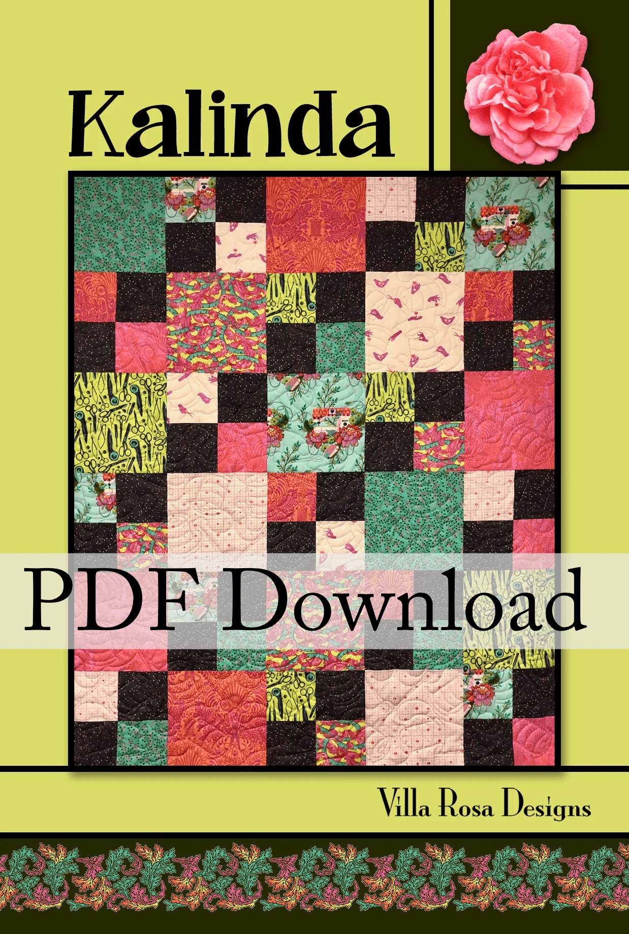 Kalinda Quilt Pattern by Villa Rosa Designs. Easy and Fat Quarter Friendly (PDF Version) - Jammin Threads