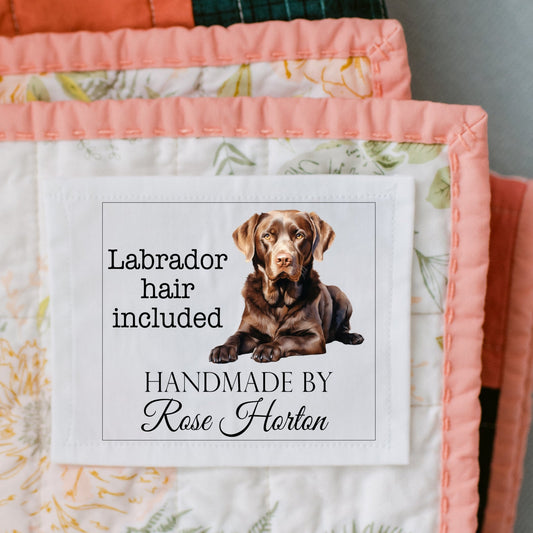 Labrador Hair Included. Chocolate Labrador Retriever. Sheet of 6 Quilt Labels - Jammin Threads