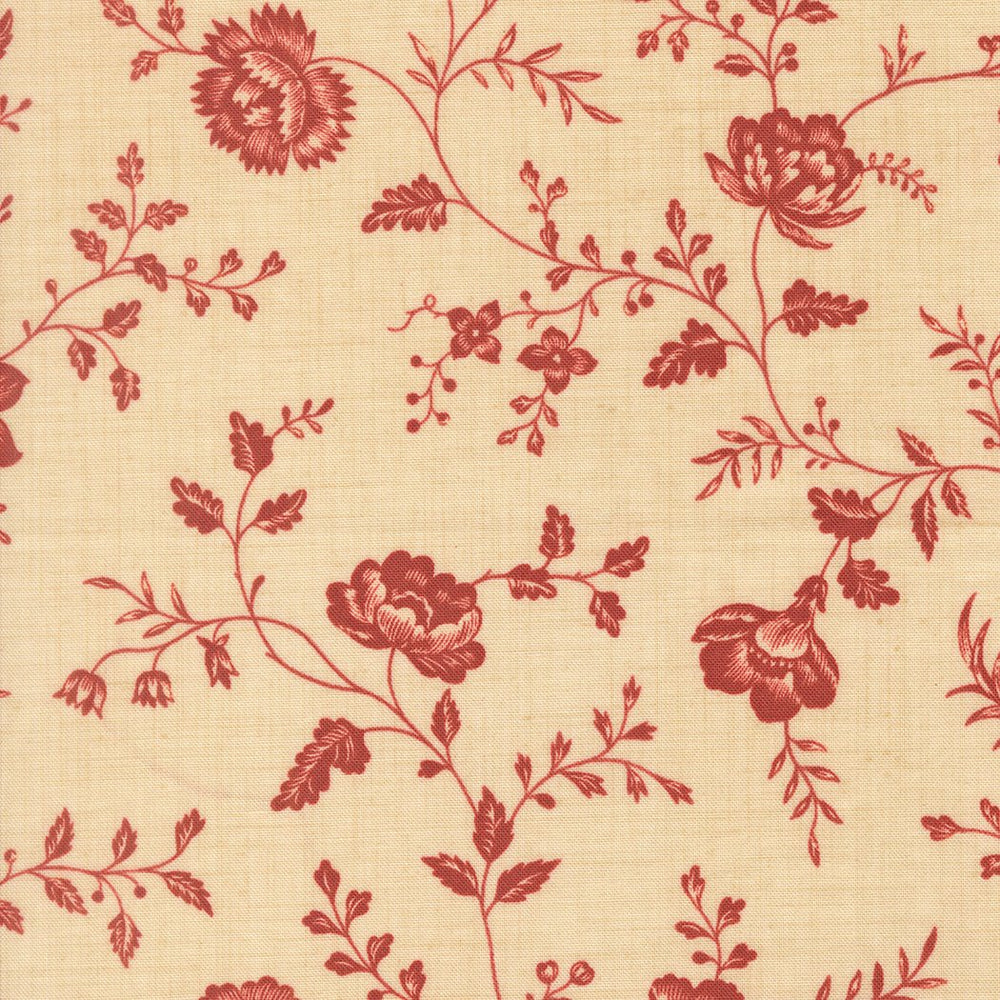 Le Jardin Rouge Quilt Fabric by French General Roche Pearl 36155 15 - Jammin Threads