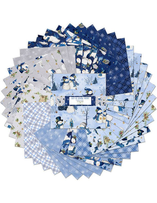 Let it Snow - Man! Christmas Quilt Fabric - 10 Karat Gems 10x10" 42 pc. 518 899 518 - Jammin Threads