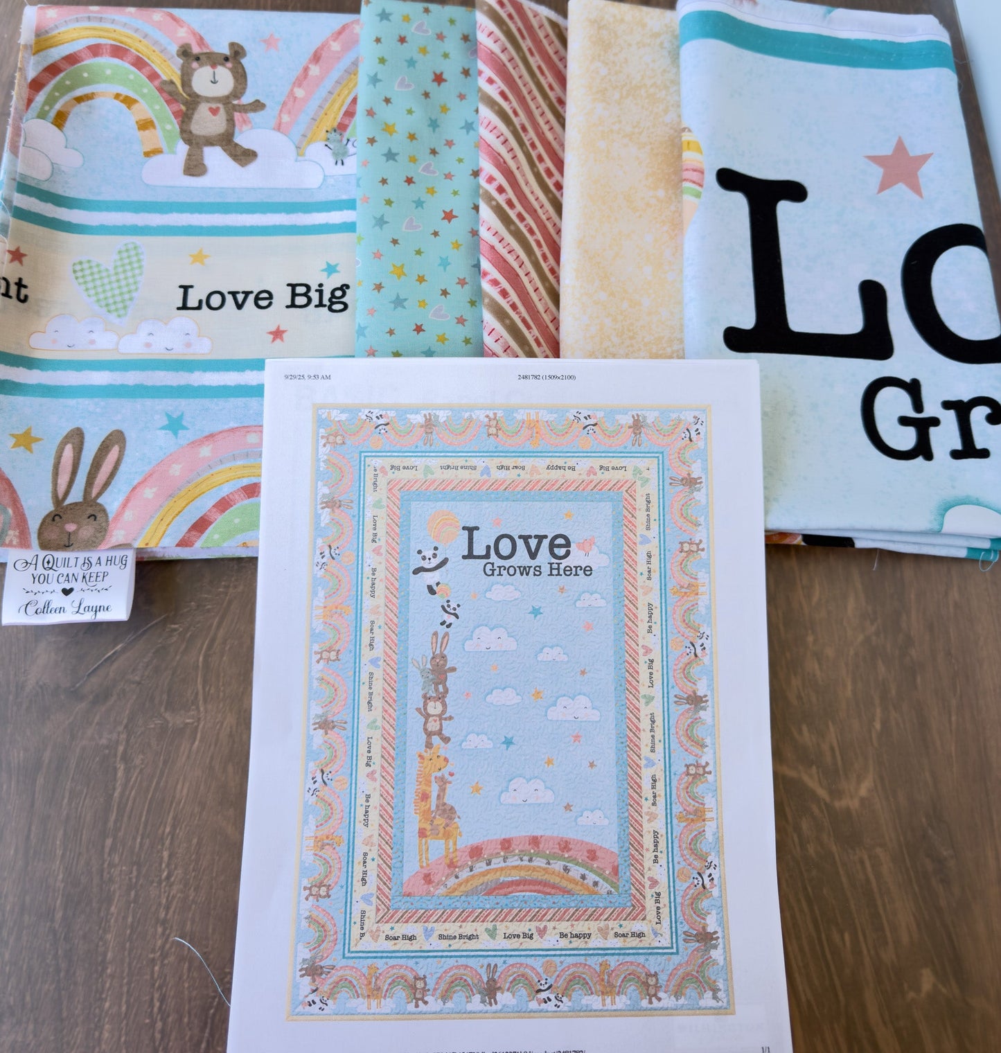 Love Grows Here Baby Quilt Kit – Rainbow Dreams Collection – 45" x 63" - Jammin Threads