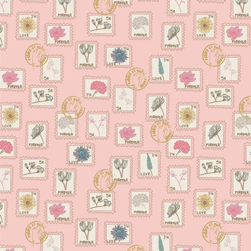 Love Letters Quilt Fabric Floral Postage Rose by Becca Plymale for Art Gallery - Jammin Threads