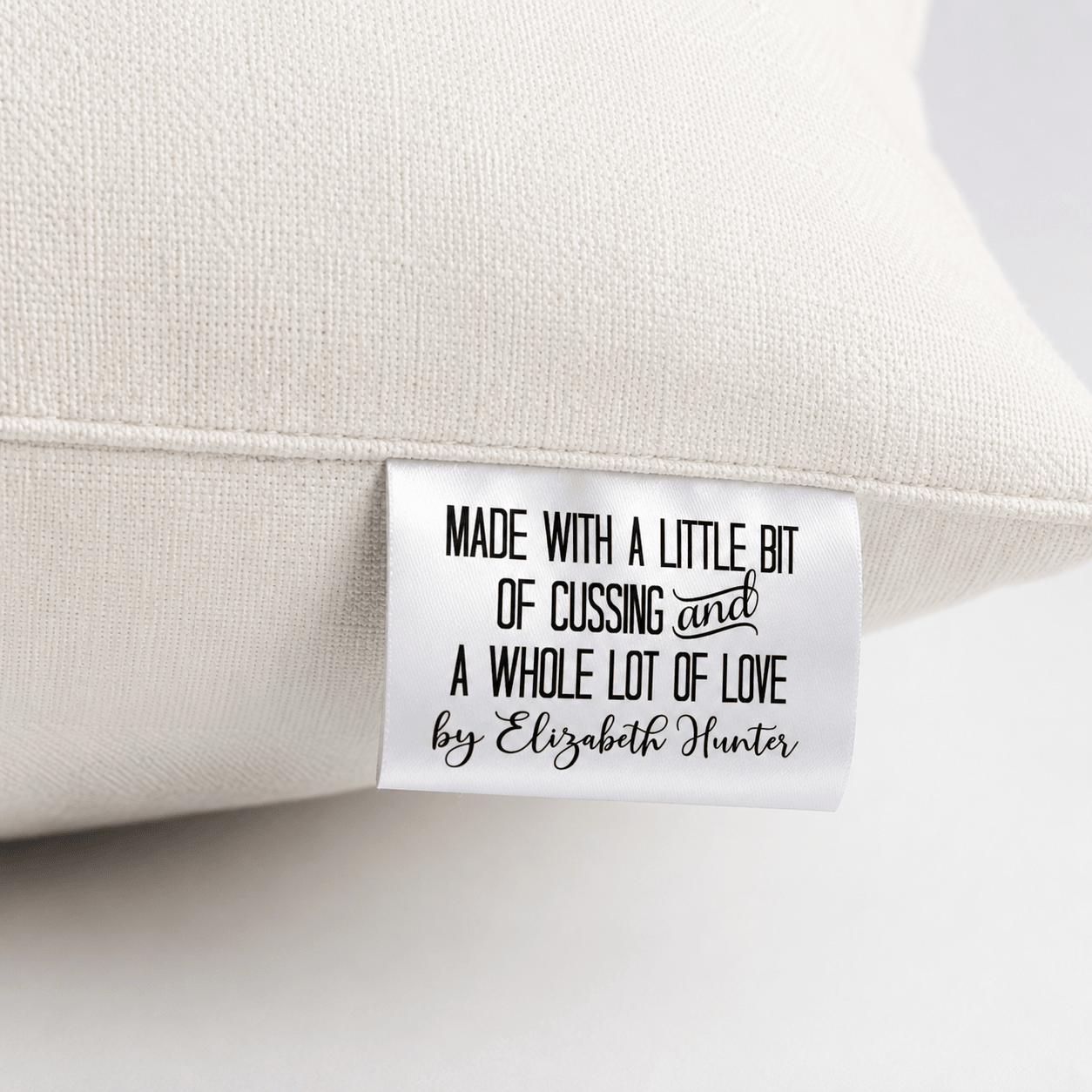 Made with a Little Bit of Cussing and a Whole Lot of Love” Satin Quilt Tags - Jammin Threads