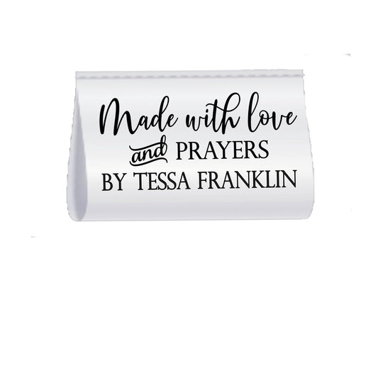 Made With Love and Prayers Satin Quilt Tags | Personalized Sewing Labels | Custom Handmade Fabric Tags | Fold Over Quilt Tags (Set of 25) - Jammin Threads