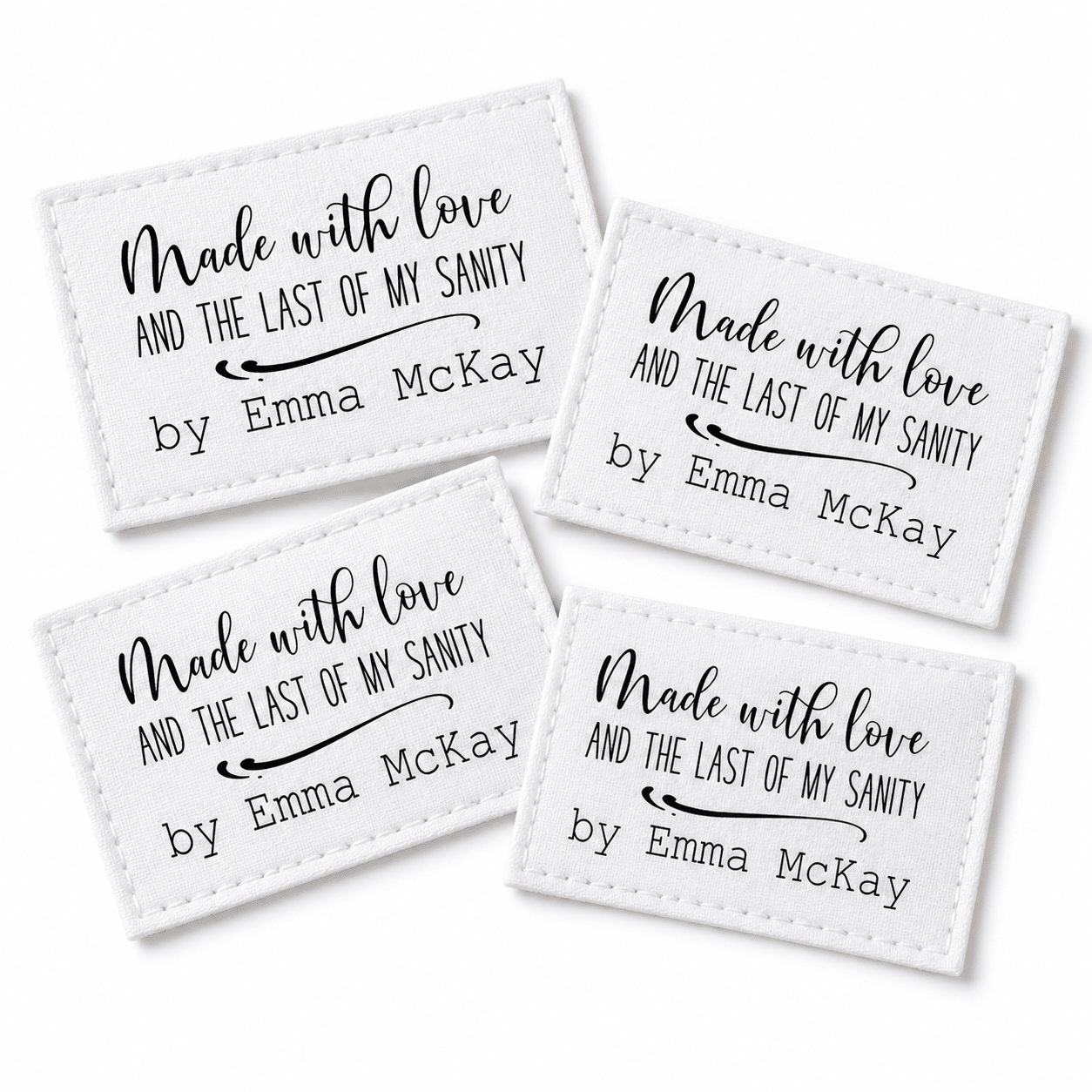 Made With Love and the Last of My Sanity Personalized Quilt Label - Jammin Threads