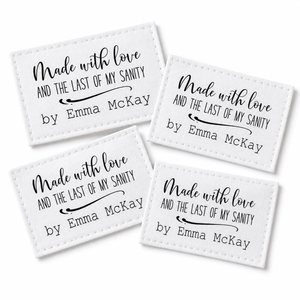 Made With Love and the Last of My Sanity Personalized Quilt Label - Jammin Threads