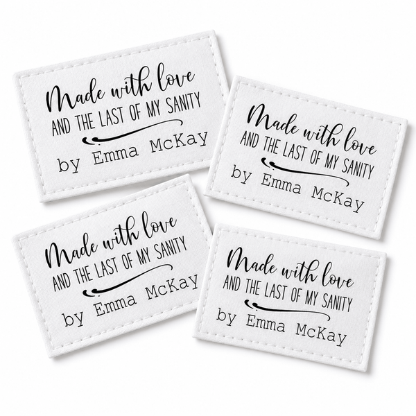 Made With Love and the Last of My Sanity Personalized Quilt Label - Jammin Threads
