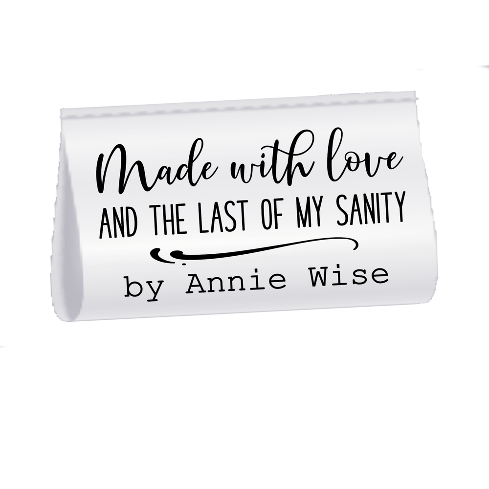 Made With Love and the Last of My Sanity Satin Labels – Personalized Sewing Tags – Custom Fold Over Quilt Tags – 2x1 Satin Tags (25 Pack) - Jammin Threads