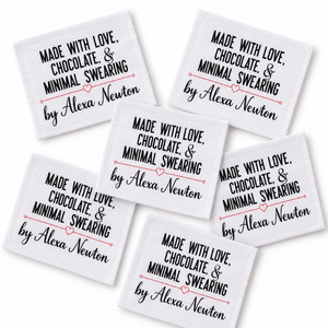Made with Love, Chocolate & Minimal Swearing Personalized Quilt Labels - Jammin Threads