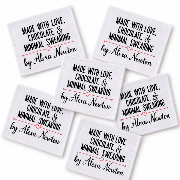 Made with Love, Chocolate & Minimal Swearing Personalized Quilt Labels - Jammin Threads