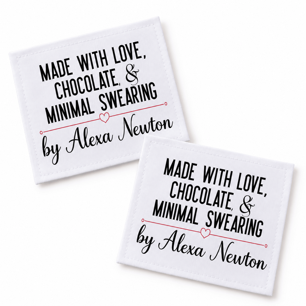 Made with Love, Chocolate & Minimal Swearing Personalized Quilt Labels - Jammin Threads