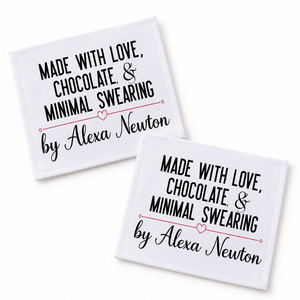 Made with Love, Chocolate & Minimal Swearing Personalized Quilt Labels - Jammin Threads