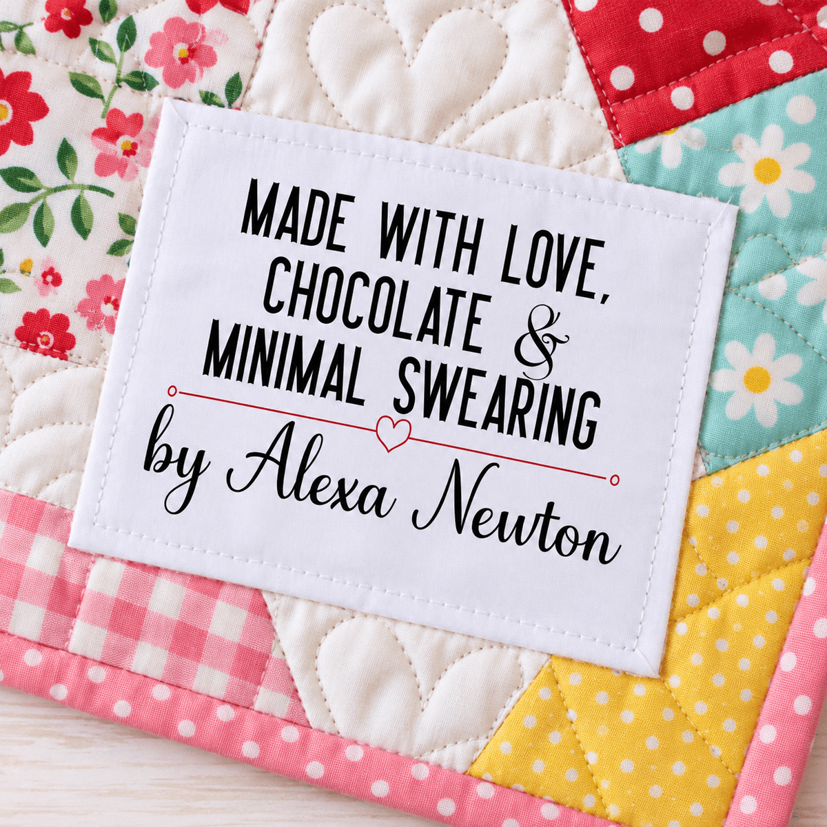 Made with Love, Chocolate & Minimal Swearing Personalized Quilt Labels - Jammin Threads