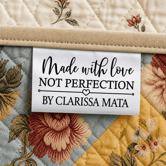 Made with Love, Not Perfection - Satin fold - over tags - Jammin Threads