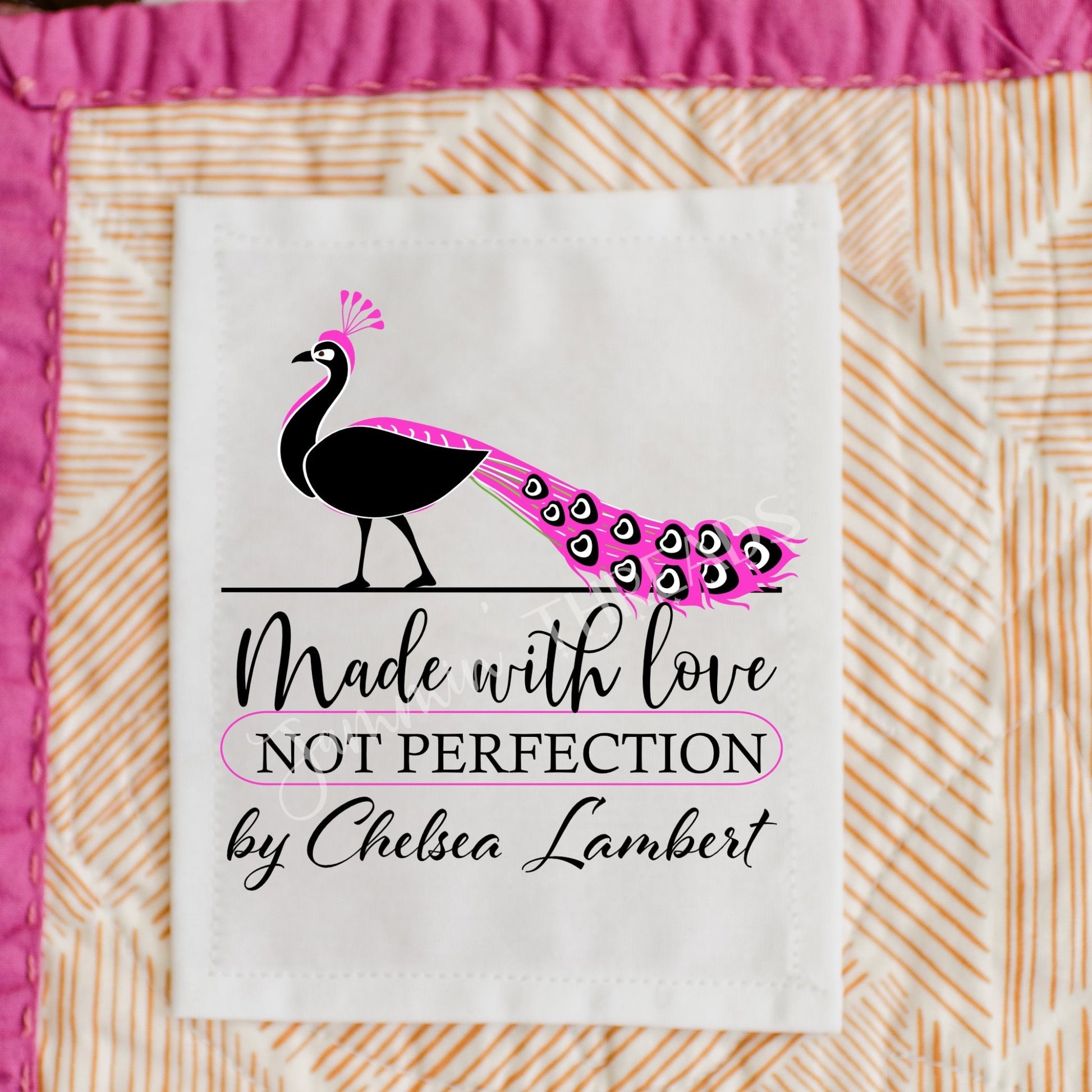 Made with Love Not Perfection|Peacock Quilt Labels|Sheet of 6 Labels - Jammin Threads