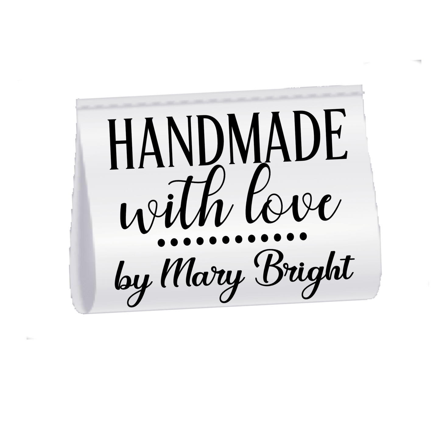 Made With Love Satin Labels – Personalized Sewing Tags – Custom Fold Over Quilt Labels with Name – Handmade Tag 2 x 1.25 (25 Pack) - Jammin Threads