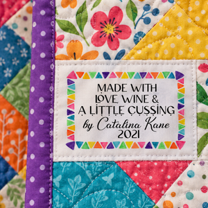 Made With Love, Wine & a Little Cussing Personalized Quilt Label - Jammin Threads