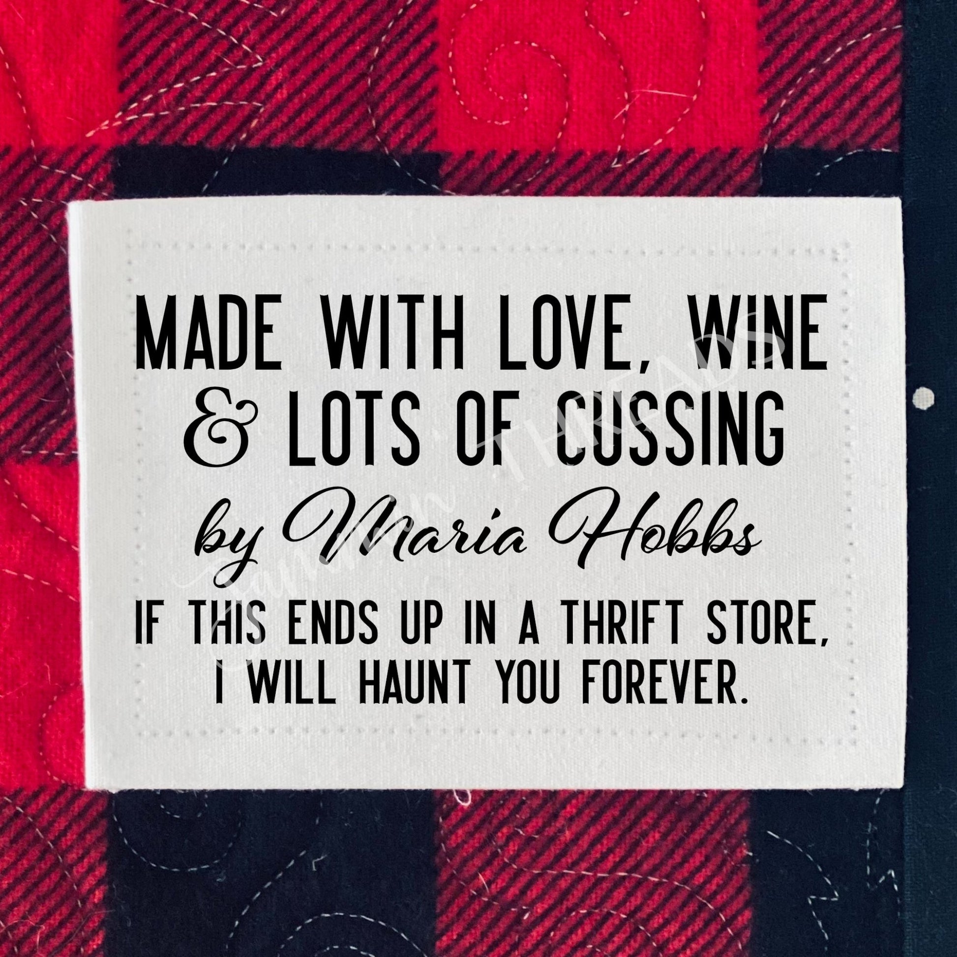 Made with Love, Wine, and Lots of Cussing. Sweary Quilt Labels - Jammin Threads