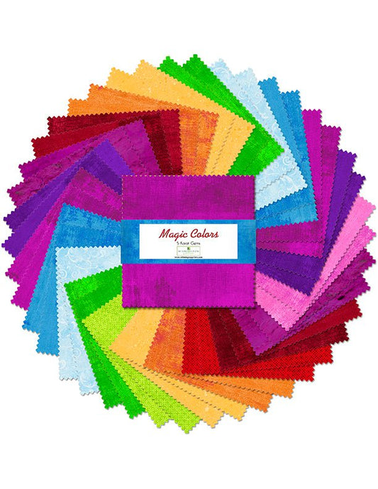 Magic Colors 5 Karat Gems by Wilmington Prints. 5 x 5" Charm packs - Jammin Threads