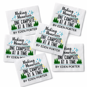 Making Memories One Campsite at a Time Quilt Label – Personalized Camping Quilt Label – Custom Quilt Tag – Cotton or Polyester - Jammin Threads