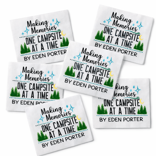 Making Memories One Campsite at a Time Quilt Label – Personalized Camping Quilt Label – Custom Quilt Tag – Cotton or Polyester - Jammin Threads