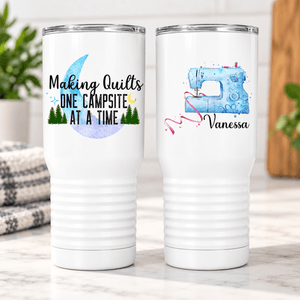 Making Quilts One Campsite at a Time – Personalized RV Quilter Drinkware - Jammin Threads