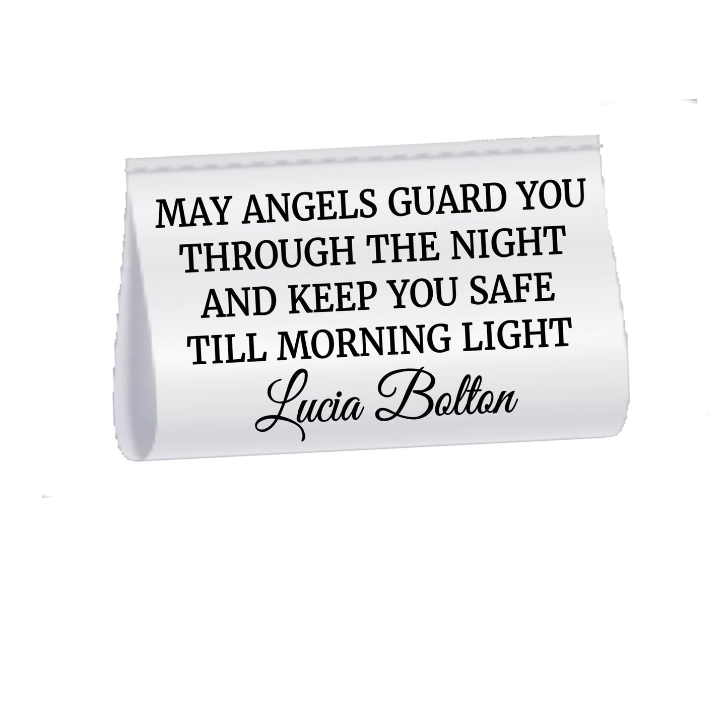 May Angels Guard You Satin Quilt Tags – Personalized Quilt Label Tag – Angel Blessing Quilt Tag – Fold Over Satin Labels – Set of 25 - Jammin Threads