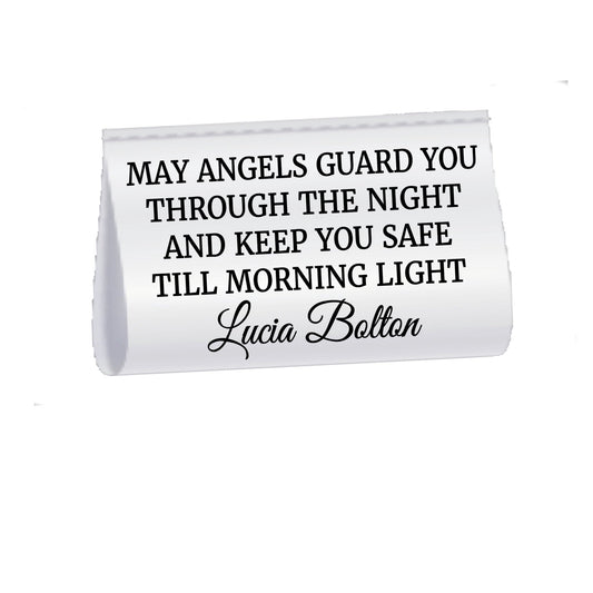 May Angels Guard You Satin Quilt Tags – Personalized Quilt Label Tag – Angel Blessing Quilt Tag – Fold Over Satin Labels – Set of 25 - Jammin Threads