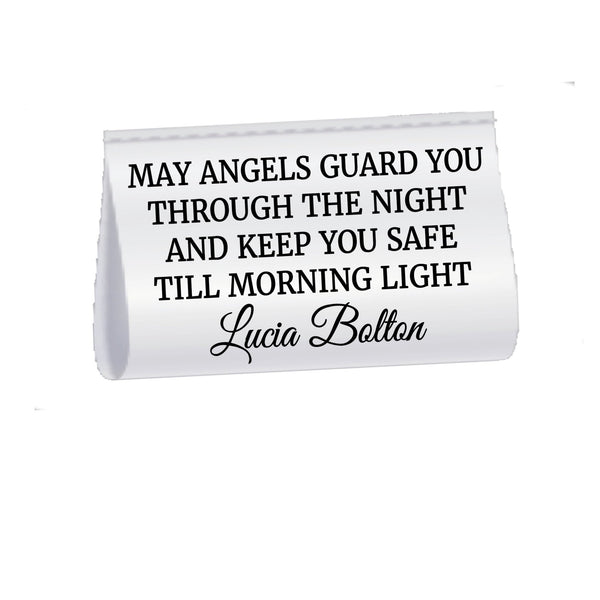May Angels Guard You Satin Quilt Tags – Personalized Quilt Label Tag – Angel Blessing Quilt Tag – Fold Over Satin Labels – Set of 25 - Jammin Threads