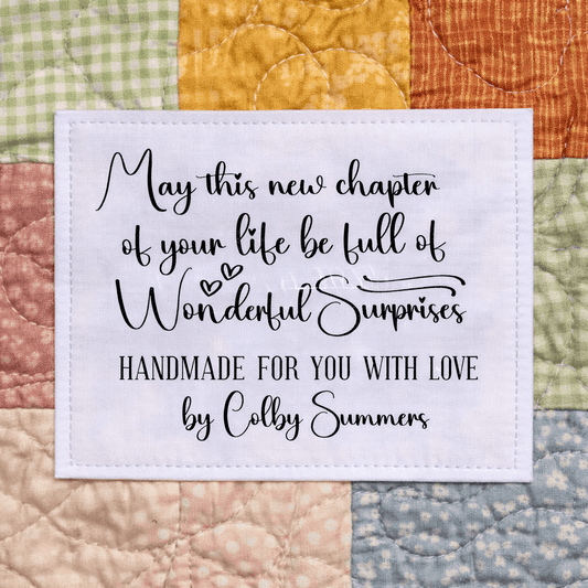 May This Chapter Quilt Label – Personalized Quilt Label with Name – Special Occasion Quilt Tag - Jammin Threads