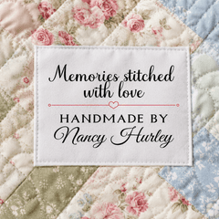Memories Stitched With Love Personalized Quilt Label – Custom Handmade By Quilt Label – Personalized Maker Label - Jammin Threads