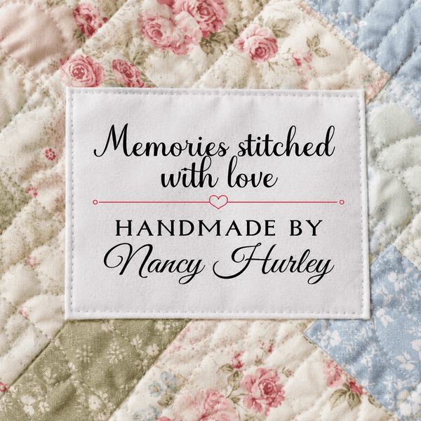 Memories Stitched With Love Personalized Quilt Label – Custom Handmade By Quilt Label – Personalized Maker Label - Jammin Threads