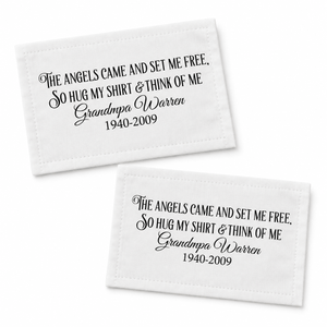 Memory Pillow Quilt Label – “The Angels Came to Set Me Free” • Personalized Name & Years • Cotton or Polyester • Sheet of 2 or 8 Labels - Jammin Threads