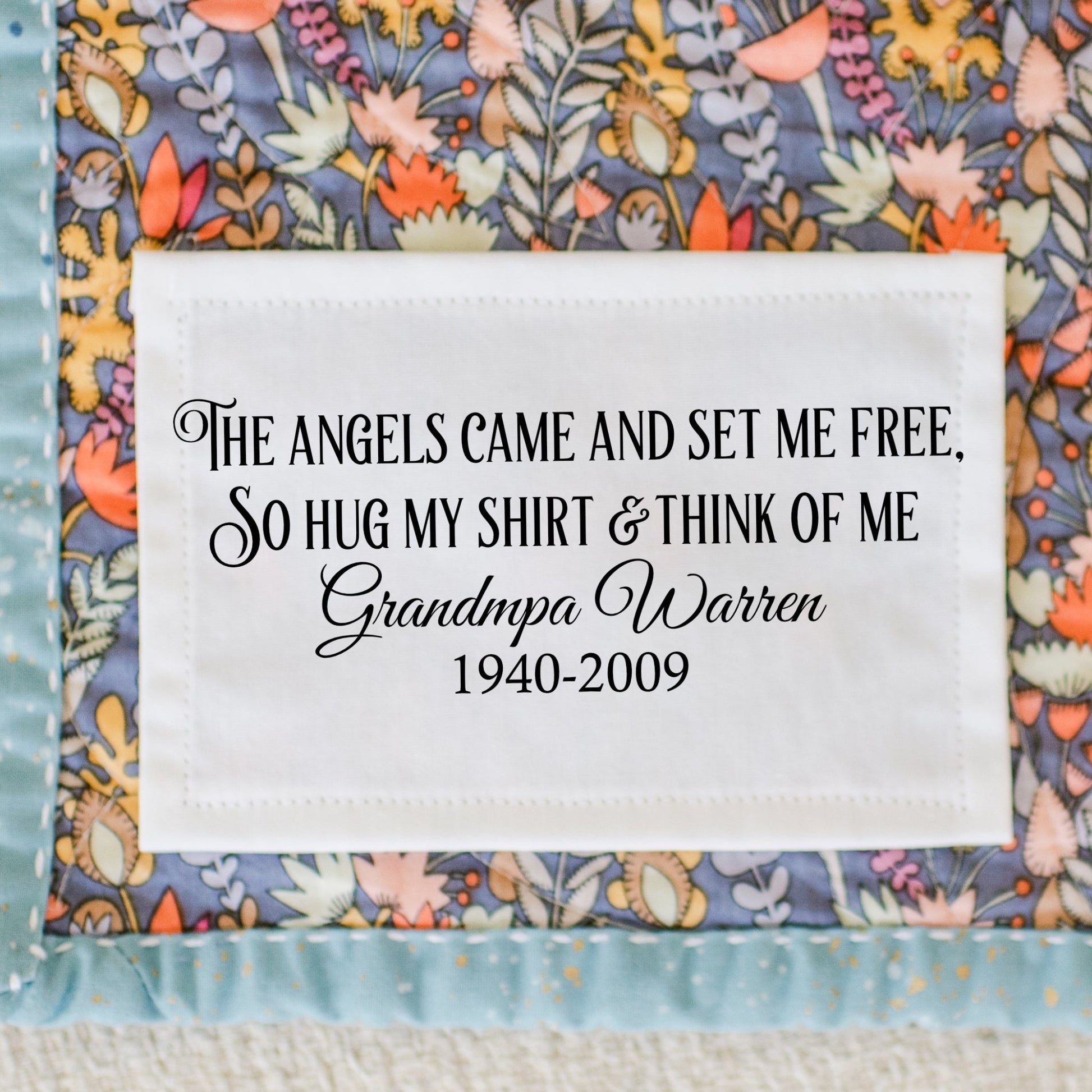 Memory Pillow Quilt Label – “The Angels Came to Set Me Free” • Personalized Name & Years • Cotton or Polyester • Sheet of 2 or 8 Labels - Jammin Threads