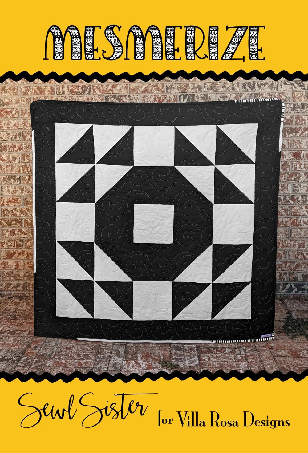 Mesmerize Quilt Kit – Black & White Bella Solids – Quilt Top & Binding 55" x 55" - Jammin Threads