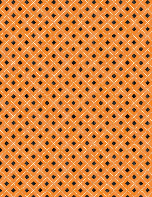 Midnight Hauntings Diamonds Orange Halloween Quilt Fabric by Michael Davis for Wilmington Prints 3008 96488 891 - Jammin Threads