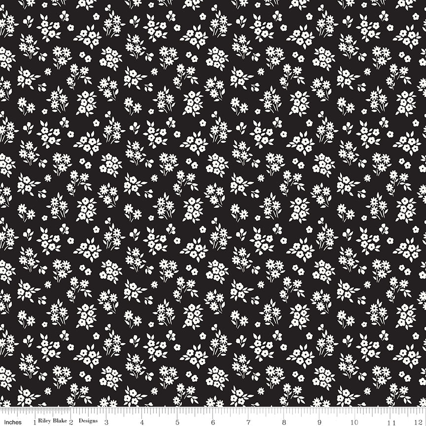 Midnight Meadow Bouquets Black Quilt Fabric by My Mind's Eye C15324 - BLACK - Jammin Threads