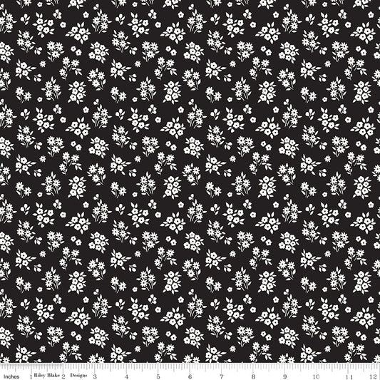 Midnight Meadow Bouquets Black Quilt Fabric by My Mind's Eye C15324 - BLACK - Jammin Threads