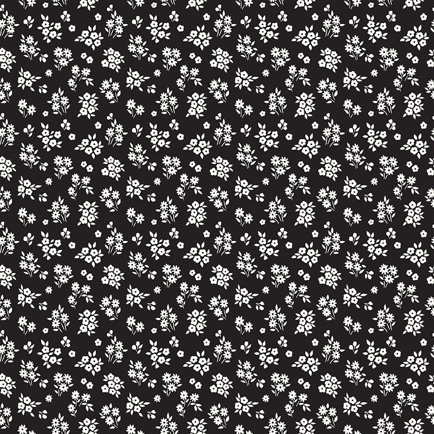 Midnight Meadow Bouquets Black Quilt Fabric by My Mind's Eye C15324 - BLACK - Jammin Threads