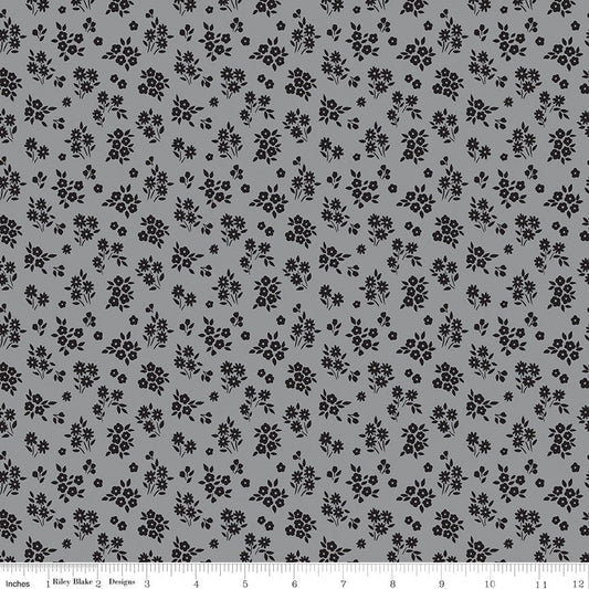 Midnight Meadow Bouquets Gray Quilt Fabric by My Mind's Eye C15324 - GRAY - Jammin Threads