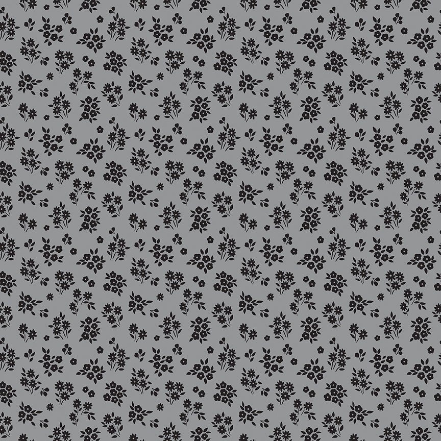 Midnight Meadow Bouquets Gray Quilt Fabric by My Mind's Eye C15324 - GRAY - Jammin Threads