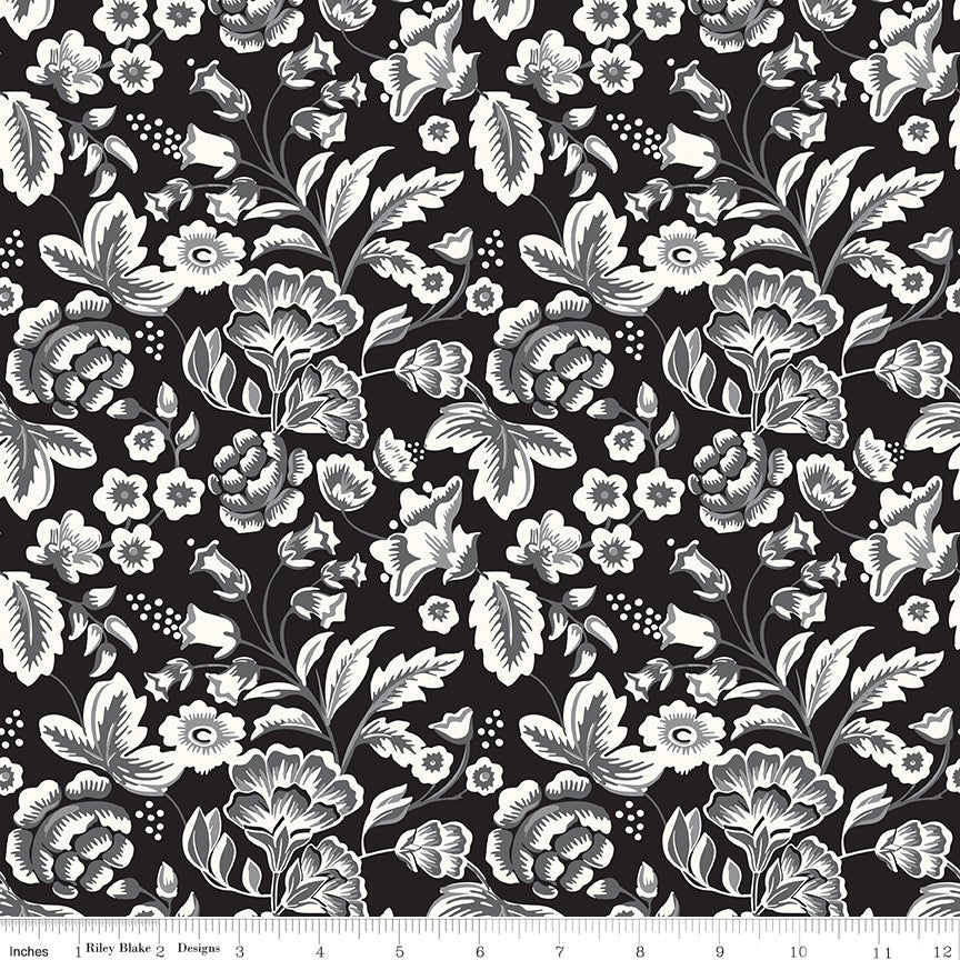 Midnight Meadow Main Black Quilt Fabric by My Mind's Eye C15320 - BLACK - Jammin Threads