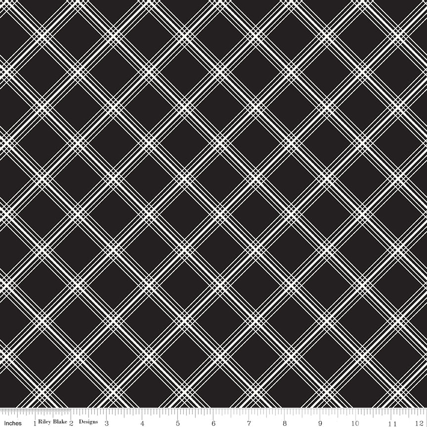 Midnight Meadow Plaid Black Quilt Fabric by My Mind's Eye C15322 - BLACK - Jammin Threads