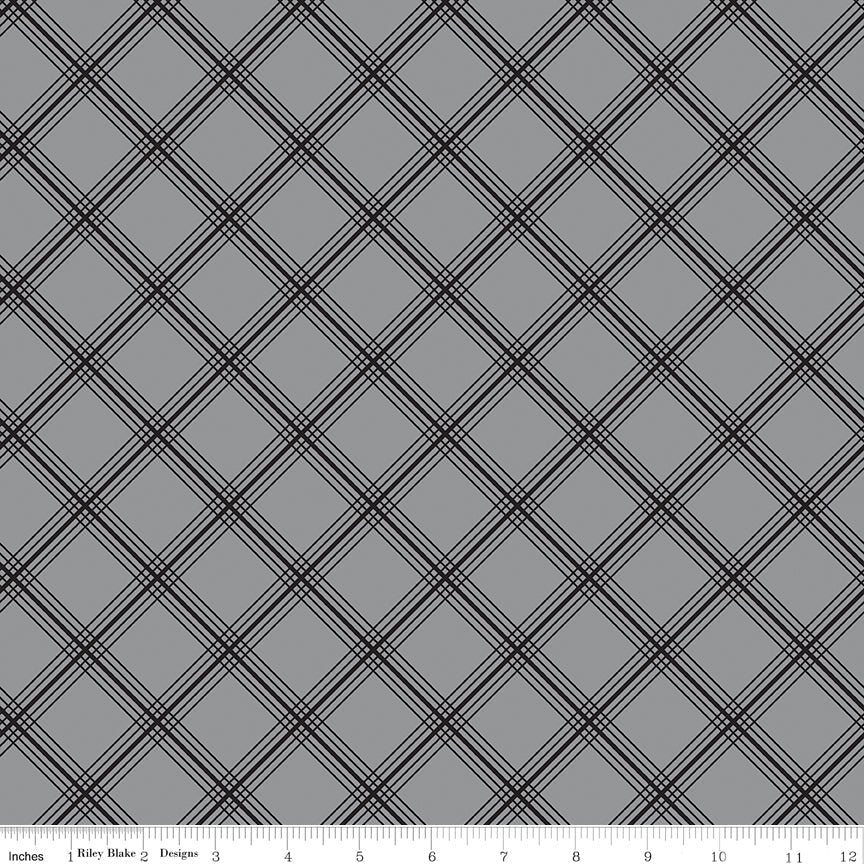 Midnight Meadow Plaid Gray Quilt Fabric by My Mind's Eye C15322 - GRAY - Jammin Threads