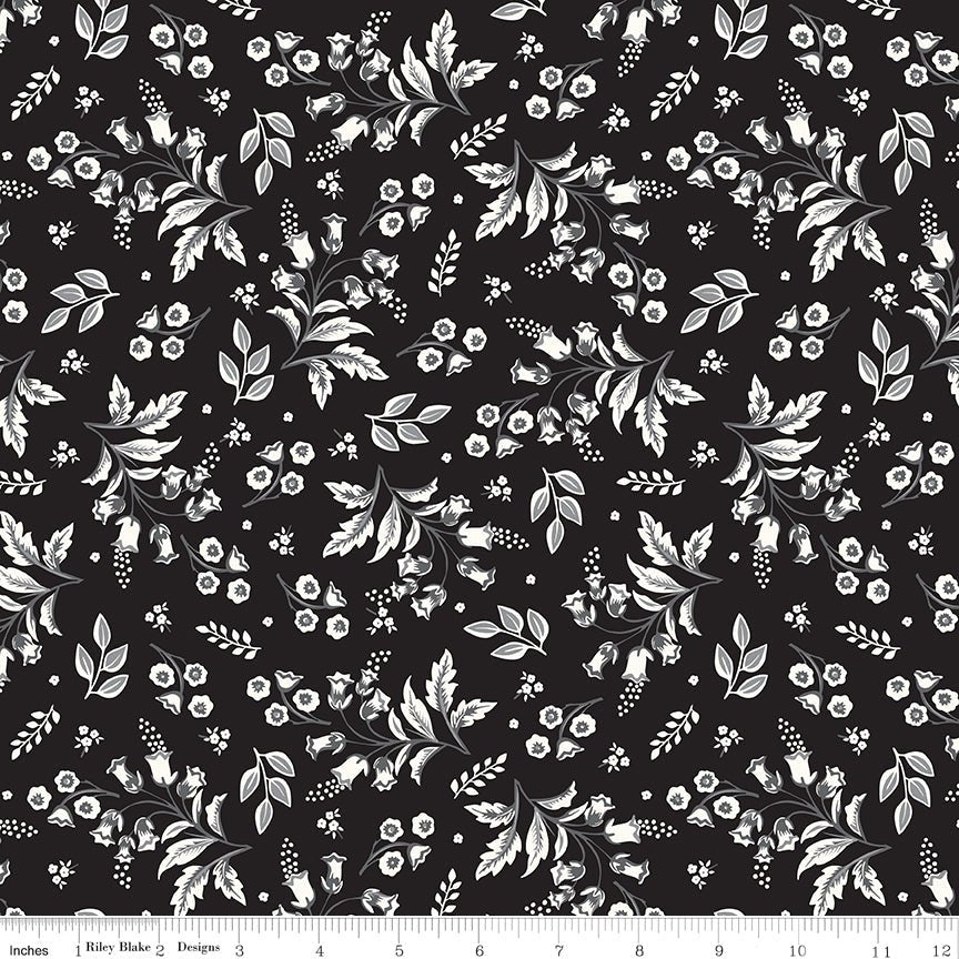 Midnight Meadow Stems Black Quilt Fabric by My Mind's Eye C15321 - BLACK - Jammin Threads