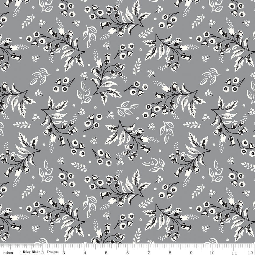 Midnight Meadow Stems Gray Quilt Fabric by My Mind's Eye C15321 - GRAY - Jammin Threads